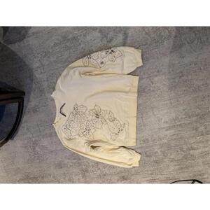 PILCRO Anthropologie Women's Cream Embellished Sweatshirt sz L